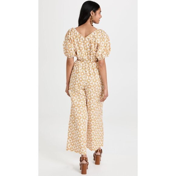 Rebecca Taylor Floral Wide Leg Poplin Jumpsuit in Lattice Fleur Honey Combo 0 - Picture 2 of 15